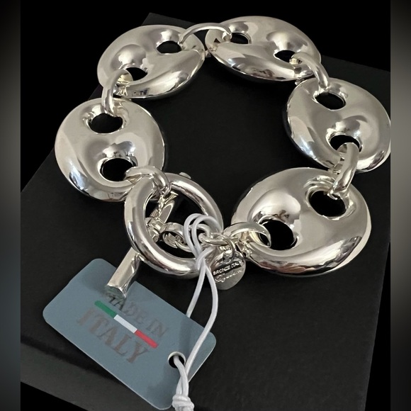 New Mia Fiore Sterling Silver Plated Bronze Puffy Mariner Link Bracelet Italy - Picture 13 of 16